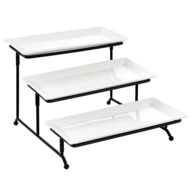 Elama 3 Tier Rectangular Plate Porcelain Serveware Set. View a larger version of this product image.