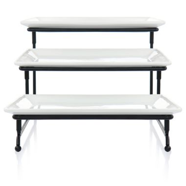 Elama 3 Tier Rectangular Plate Porcelain Serveware Set. View a larger version of this product image.