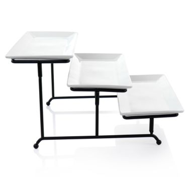 Elama 3 Tier Rectangular Plate Porcelain Serveware Set. View a larger version of this product image.