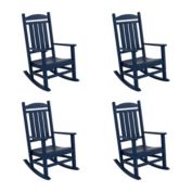 WestinTrends Classic Porch Adirondack Rocking Chair (Set of 4), Navy Blue