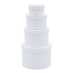 Stockroom Plus Set of 4 White Round Nesting Gift Boxes with Lids (4 Assorted Sizes)