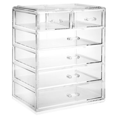 Casafield Acrylic Cosmetic Makeup Organizer & Jewelry Storage Display Case - 4 Large, 2 Small Drawer Set - Clear. View a larger version of this product image.