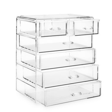 Casafield Acrylic Cosmetic Makeup Organizer & Jewelry Storage Display Case - 4 Large, 2 Small Drawer Set - Clear. View a larger version of this product image.