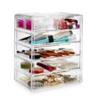 Alternate image 2 for Casafield Acrylic Cosmetic Makeup Organizer & Jewelry Storage Display Case - 4 Large, 2 Small Drawer Set - Clear