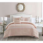 Alternate image 1 for Chic Home Brice Comforter Set Pleated Embroidered Design Bedding - Decorative Pillows Shams Included - 5 Piece - King 104x92", Blush