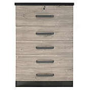 Better Home Products Better Home Products Xia 5 Drawer Chest of Drawers in Black Silver & Gray Oak