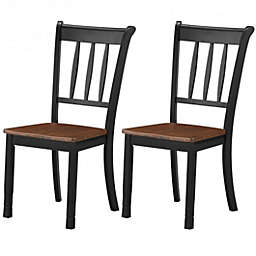 Costway 2 Pieces Solid Whitesburg Spindle Back Wood Dining Chairs-Black