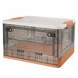 Kitcheniva 1Pc Large Orange Plastic Storage Organizer w/Lid Wheels