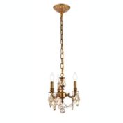 Elegant Lighting Lillie 3 light French Gold Pendant Golden Teak (Smoky) Royal Cut Crystal