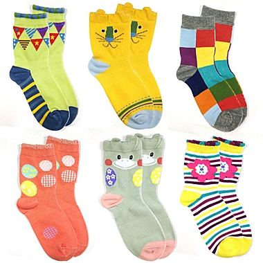 Wrapables Peek A Boo Animal Toddler Socks (Set of 6), XL. View a larger version of this product image.
