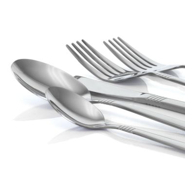 MegaChef Cravat 20 Piece Flatware Utensil Set, Stainless Steel Silverware Metal Service for 4 in Silver. View a larger version of this product image.