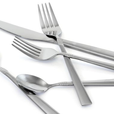 MegaChef Cravat 20 Piece Flatware Utensil Set, Stainless Steel Silverware Metal Service for 4 in Silver. View a larger version of this product image.