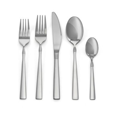MegaChef Cravat 20 Piece Flatware Utensil Set, Stainless Steel Silverware Metal Service for 4 in Silver. View a larger version of this product image.
