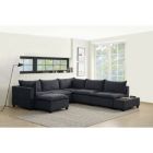 Alternate image 1 for Contemporary Home Living 131.5" Madison Dark Gray 7-Piece Modular Sectional Sofa Chaise with USB Storage and Console Table