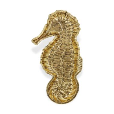 Contemporary Home Living 10.25" Ceili Golden Cast Iron Sea Horse Tray. View a larger version of this product image.