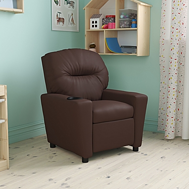 Flash Furniture Contemporary Brown Leathersoft Kids Recliner With Cup Holder - Brown LeatherSoft. View a larger version of this product image.