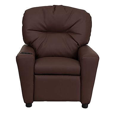 Flash Furniture Chandler Contemporary Brown LeatherSoft Kids Recliner with Cup Holder. View a larger version of this product image.