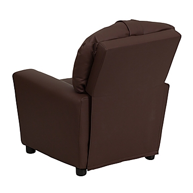 Flash Furniture Chandler Contemporary Brown LeatherSoft Kids Recliner with Cup Holder. View a larger version of this product image.