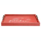 Alternate image 1 for Elegant Designs Decorative Wood Serving Tray with Handles, 15.50" x 12", "Freedom"