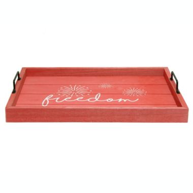 Elegant Designs Decorative Wood Serving Tray with Handles, 15.50" x 12", "Freedom". View a larger version of this product image.