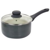 Oster Ridge Valley 2.5 Quart Nonstick Aluminum Saucepan with Lid in Gray