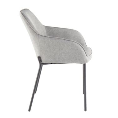 Contemporary Home Living Set of 2 Light Grey Fabric and Black Metal Daniella Bucket Style Dining Chair, 31.50". View a larger version of this product image.