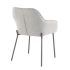 Alternate image 3 for Contemporary Home Living Set of 2 Light Grey Fabric and Black Metal Daniella Bucket Style Dining Chair, 31.50"