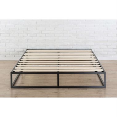 Slickblue Queen size Modern 10-inch Low Profile Metal Platform Bed Frame with Wood Slats. View a larger version of this product image.