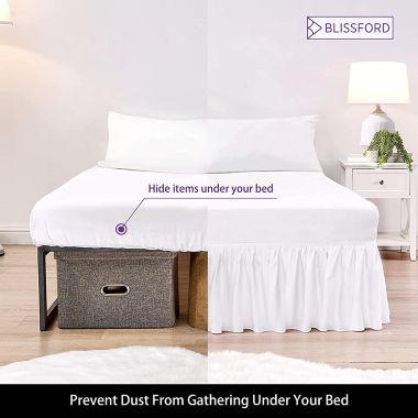 SHOPBEDDING Ruffled Bed Skirt with Split Corners - Queen, White, 18 Inch Drop Cotton Blend Bedskirt (Available in 14 Colors) - Blissford Dust Ruffle.. View a larger version of this product image.