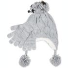 Alternate image 0 for Fab Big Girl's 2 Pc Heidi Sequined Popcorn Knit Hat & Gloves Gray Size Regular
