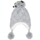 Alternate image 1 for Fab Big Girl's 2 Pc Heidi Sequined Popcorn Knit Hat & Gloves Gray Size Regular