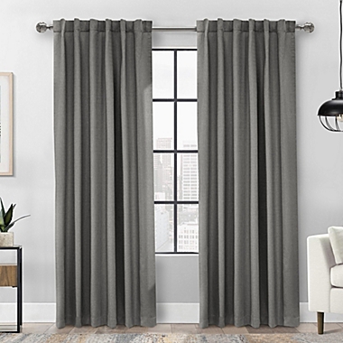Thermaplus Baxter Total Blackout Back Tab Curtain - 52x84", Silver. View a larger version of this product image.