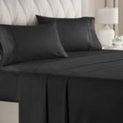 CGK Unlimited 4 Piece Microfiber Solid Sheet Set - Twin Extra Long - Black