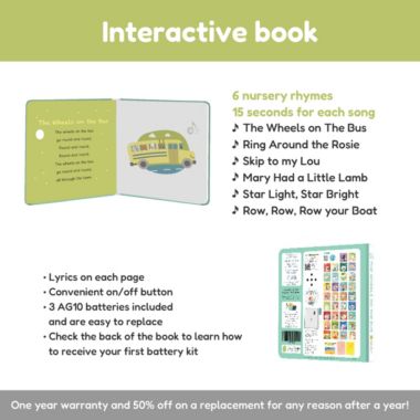 The Wheels on The Bus Book   Sound Books for Toddlers 1-3   Wheels On The Bus Toy Sound Book   Nursery Rhymes Book for Infants   Music Book   Baby Song Book   School Bus Toy   Sing Along Books. View a larger version of this product image.
