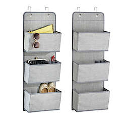 mDesign Fabric Over Door Hanging Storage Organizer, 3 Pockets, 2 Pack