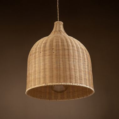 ELE Light & Decor Reely 1-Light Brown Pendant Design Pendant Light with Rattan Shade. View a larger version of this product image.