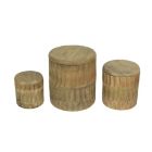 Alternate image 0 for Things2Die4 Set of 3 Hand Carved Wooden Canister Decorative Storage Container Kitchen Decor