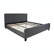 Flash Furniture Tribeca King Size Tufted Upholstered Platform Bed in Dark Gray Fabric
