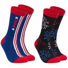 Alternate image 0 for Toe-Tally Sox Patriotic Crew Socks for Women and Men, American Flag and Fireworks Design (2 Pairs)