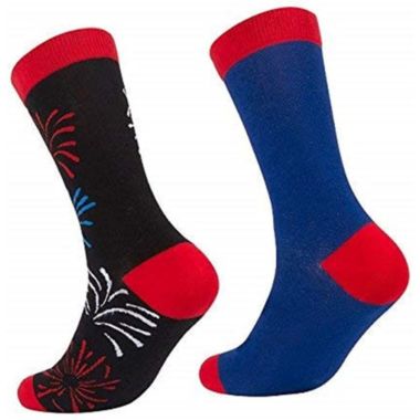 Toe-Tally Sox Patriotic Crew Socks for Women and Men, American Flag and Fireworks Design (2 Pairs). View a larger version of this product image.