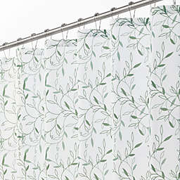 mDesign Leaf Print- Easy Care Fabric Shower Curtain