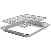 Oster Baker&#39;s Glee Stainless Steel 13in Cookie Sheet and 12in Cooling Rack Bakeware Set in Silver