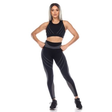White Mark Women's Cut Out Back Mesh Sports Bra & Leggings Set. View a larger version of this product image.