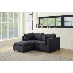 Contemporary Home Living 6.75' Iron Gray Madison Home Essentials Fabric Sectional Loveseat Ottoman