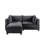 Alternate image 2 for Contemporary Home Living 6.75' Iron Gray Madison Home Essentials Fabric Sectional Loveseat Ottoman