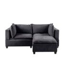 Alternate image 3 for Contemporary Home Living 6.75' Iron Gray Madison Home Essentials Fabric Sectional Loveseat Ottoman