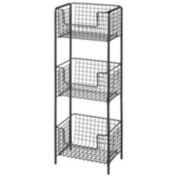 mDesign Vertical Standing Bathroom Shelving Unit Tower with 3 Baskets
