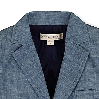 Hope & Henry Boys&#39; Chambray Suit Jacket (Blue Chambray, 2T). View a larger version of this product image.
