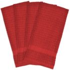 Alternate image 0 for Contemporary Home Living Set of 4 Solid Red Rectangular Kitchen Waffle Dish Towels 28"
