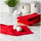 Alternate image 2 for Contemporary Home Living Set of 4 Solid Red Rectangular Kitchen Waffle Dish Towels 28"